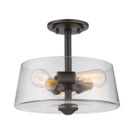 Z-Lite Annora 3 Light Semi Flush Mount, Olde Bronze & Clear 428SF3-OB